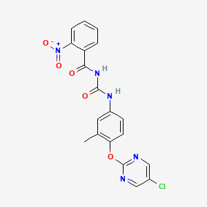 molecular formula C19H14ClN5O5 B12834079 N-((4-((5-Chloropyrimidin-2-yl)oxy)-3-methylphenyl)carbamoyl)-2-nitrobenzamide 