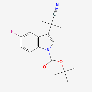 molecular formula C17H19FN2O2 B12834087 1H-Indole-1-carboxylic acid, 3-(1-cyano-1-methylethyl)-5-fluoro-, 1,1-dimethylethyl ester 