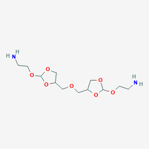 molecular formula C12H24N2O7 B12834141 2,2'-((4,4'-(Oxybis(methylene))bis(1,3-dioxolane-4,2-diyl))bis(oxy))diethanamine 