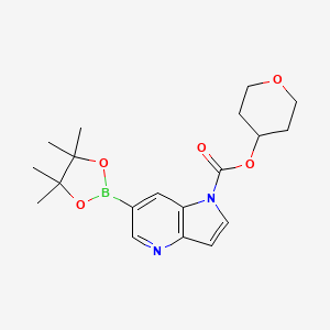 molecular formula C19H25BN2O5 B12834147 Tetrahydro-2H-pyran-4-yl 6-(4,4,5,5-tetramethyl-1,3,2-dioxaborolan-2-yl)-1H-pyrrolo[3,2-b]pyridine-1-carboxylate 