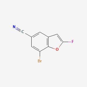 molecular formula C9H3BrFNO B12834194 7-Bromo-2-fluorobenzofuran-5-carbonitrile 