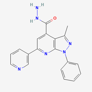 molecular formula C19H16N6O B12834300 3-methyl-1-phenyl-6-(pyridin-3-yl)-1H-pyrazolo[3,4-b]pyridine-4-carbohydrazide 