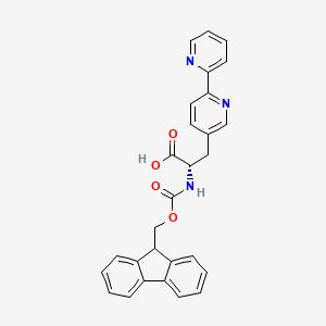 molecular formula C28H23N3O4 B12834595 (S)-2-((((9H-Fluoren-9-yl)methoxy)carbonyl)amino)-3-([2,2'-bipyridin]-5-yl)propanoic acid 