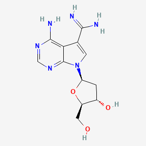 molecular formula C12H16N6O3 B12834756 4-Amino-7-(2-deoxy-beta-D-ribofuranosyl)-7H-pyrrolo[2,3-d]pyrimidin-5-carboxamidine 