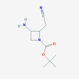 molecular formula C10H17N3O2 B12834774 tert-Butyl 3-amino-2-(cyanomethyl)azetidine-1-carboxylate 