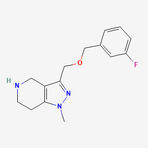 molecular formula C15H18FN3O B12834875 3-(((3-Fluorobenzyl)oxy)methyl)-1-methyl-4,5,6,7-tetrahydro-1H-pyrazolo[4,3-c]pyridine 