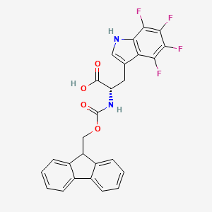 molecular formula C26H18F4N2O4 B12834977 (S)-2-((((9H-Fluoren-9-yl)methoxy)carbonyl)amino)-3-(4,5,6,7-tetrafluoro-1H-indol-3-yl)propanoic acid 