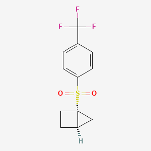 molecular formula C12H11F3O2S B12835016 (1R,4R)-1-((4-(Trifluoromethyl)phenyl)sulfonyl)bicyclo[2.1.0]pentane 