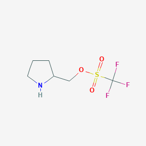 molecular formula C6H10F3NO3S B12835100 Pyrrolidin-2-ylmethyl trifluoromethanesulfonate 