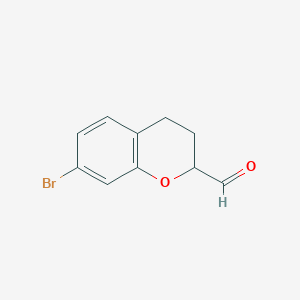 molecular formula C10H9BrO2 B12835144 7-Bromochromane-2-carbaldehyde 