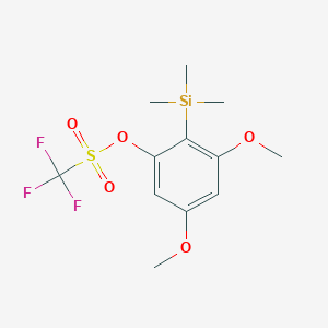 molecular formula C12H17F3O5SSi B12835172 1-(Trifluoromethylsulfonyloxy)-2-(trimethylsilyl)-3,5-dimethoxybenzene 