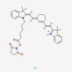 (2,5-dioxopyrrolidin-1-yl) 6-[(2Z)-3,3-dimethyl-2-[(2E)-2-[3-[(E)-2-(1,3,3-trimethylindol-1-ium-2-yl)ethenyl]cyclohex-2-en-1-ylidene]ethylidene]indol-1-yl]hexanoate;chloride