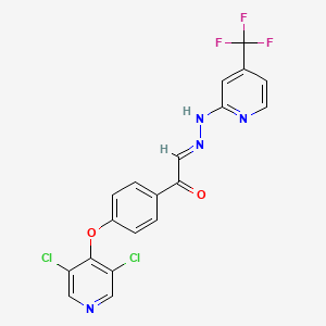 molecular formula C19H11Cl2F3N4O2 B12835343 (2E)-1-{4-[(3,5-Dichloro-4-pyridinyl)oxy]phenyl}-2-{[4-(trifluoromethyl)-2-pyridinyl]hydrazono}ethanone 