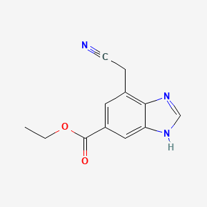 molecular formula C12H11N3O2 B12835348 Ethyl 7-(cyanomethyl)-1H-benzo[d]imidazole-5-carboxylate 