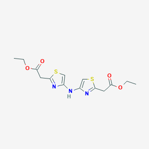 molecular formula C14H17N3O4S2 B12835439 Diethyl 2,2'-(azanediylbis(thiazole-2,4-diyl))diacetate 