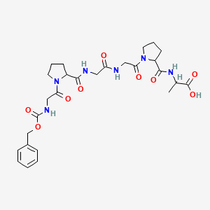 molecular formula C27H36N6O9 B12835453 2-(1-(2-(2-(1-(2-(((Benzyloxy)carbonyl)amino)acetyl)pyrrolidine-2-carboxamido)acetamido)acetyl)pyrrolidine-2-carboxamido)propanoic acid 