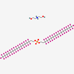 molecular formula C36H20F58NO6P B12835506 Bis(2-hydroxyethyl)ammonium bis(3,3,4,4,5,5,6,6,7,7,8,8,9,9,10,10,11,11,12,12,13,13,14,14,15,15,16,16,16-nonacosafluorohexadecyl) phosphate CAS No. 94291-75-5