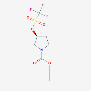 molecular formula C10H16F3NO5S B12835559 (S)-tert-Butyl 3-(((trifluoromethyl)sulfonyl)oxy)pyrrolidine-1-carboxylate 