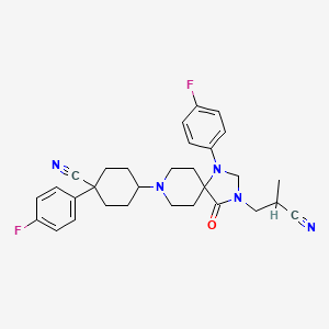 Cis-8-[4-cyano-4-(4-fluorophenyl)cyclohexyl]-1-(4-fluorophenyl)-alpha-methyl-4-oxo-1,3,8-triazaspiro[4.5]decane-3-propiononitrile