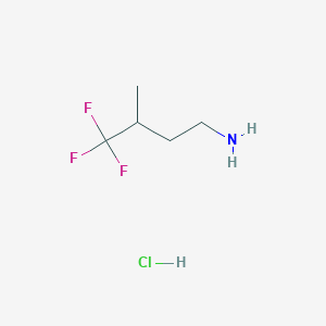 molecular formula C5H11ClF3N B12835696 4,4,4-Trifluoro-3-methylbutan-1-amine hydrochloride CAS No. 2329209-80-3