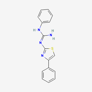 molecular formula C16H14N4S B12835721 1-Phenyl-3-(4-phenyl-2-thiazolyl) guanidine CAS No. 7709-34-4