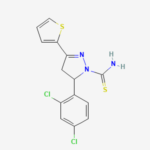 molecular formula C14H11Cl2N3S2 B12835769 5-(2,4-Dichlorophenyl)-3-(thiophen-2-yl)-4,5-dihydro-1H-pyrazole-1-carbothioamide 