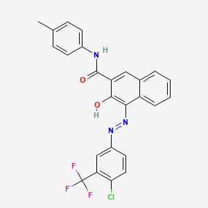 molecular formula C25H17ClF3N3O2 B12835836 2-Naphthalenecarboxamide, 4-[[4-chloro-3-(trifluoromethyl)phenyl]azo]-3-hydroxy-N-(4-methylphenyl)- CAS No. 72319-13-2