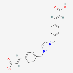 molecular formula C23H20N2O4 B12835851 (E)-3-(4-((1-(4-((E)-2-Carboxyvinyl)benzyl)-1H-imidazol-3-ium-3-yl)methyl)phenyl)acrylate 