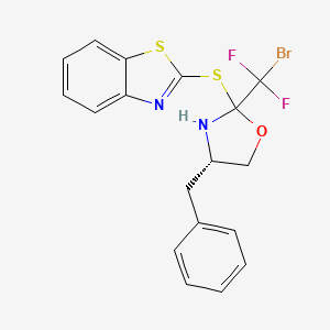 molecular formula C18H15BrF2N2OS2 B12835884 (4S)-2-(Benzo[d]thiazol-2-ylthio)-4-benzyl-2-(bromodifluoromethyl)oxazolidine 