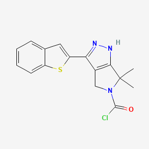 molecular formula C16H14ClN3OS B12835891 3-(Benzo[b]thiophen-2-yl)-6,6-dimethyl-4,6-dihydropyrrolo[3,4-c]pyrazole-5-carbonylchloride 