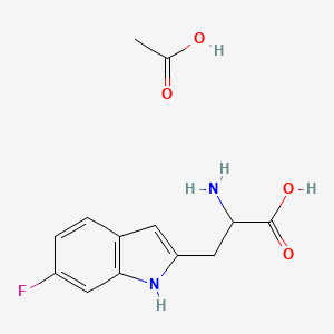 molecular formula C13H15FN2O4 B12836051 acetic acid;2-amino-3-(6-fluoro-1H-indol-2-yl)propanoic acid 