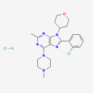 molecular formula C22H28Cl2N6O B12836063 8-(2-chlorophenyl)-2-Methyl-6-(4-Methylpiperazin-1-yl)-9-(tetrahydro-2H-pyran-4-yl)-9H-purine (hydrochloride) 