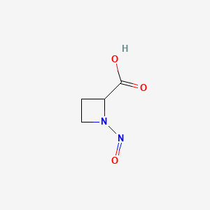 molecular formula C4H6N2O3 B12836108 2-Azetidinecarboxylic acid, 1-nitroso- CAS No. 55556-98-4