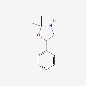 molecular formula C11H15NO B12836111 2,2-Dimethyl-5-phenyloxazolidine 