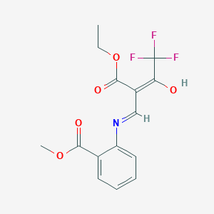 molecular formula C15H14F3NO5 B12836152 Methyl 2-{[2-(ethoxycarbonyl)-4,4,4-trifluoro-3-oxobut-1-enyl]amino}benzoate 