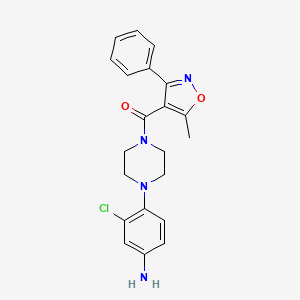 molecular formula C21H21ClN4O2 B12836196 (4-(4-Amino-2-chlorophenyl)piperazin-1-yl)(5-methyl-3-phenylisoxazol-4-yl)methanone 