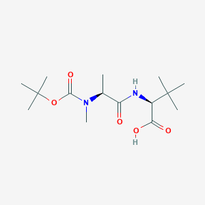 molecular formula C15H28N2O5 B12836227 (S)-2-((S)-2-((tert-Butoxycarbonyl)(methyl)amino)propanamido)-3,3-dimethylbutanoic acid 