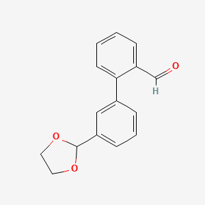 molecular formula C16H14O3 B12836242 3'-(1,3-Dioxolan-2-yl)[1,1'-biphenyl]-2-carbaldehyde CAS No. 893737-24-1