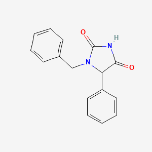 molecular formula C16H14N2O2 B1283626 1-Benzyl-5-phenylimidazolidine-2,4-dione CAS No. 16116-46-4