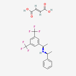 molecular formula C22H21F6NO4 B12836266 (1S)-N-[(1R)-1-[3,5-bis(trifluoromethyl)phenyl]ethyl]-1-phenylethanamine;(E)-but-2-enedioic acid 