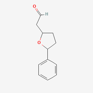 molecular formula C12H14O2 B12836298 2-(5-Phenyltetrahydrofuran-2-yl)acetaldehyde 