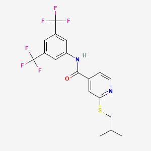 molecular formula C18H16F6N2OS B12836353 N-[3,5-Bis(trifluoromethyl)phenyl]-2-[(2-methylpropyl)sulfanyl]pyridine-4-carboxamide CAS No. 339181-24-7