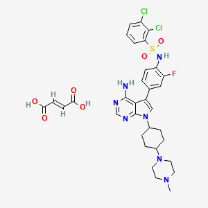 N-[4-[4-amino-7-[4-(4-methylpiperazin-1-yl)cyclohexyl]pyrrolo[2,3-d]pyrimidin-5-yl]-2-fluorophenyl]-2,3-dichlorobenzenesulfonamide;(E)-but-2-enedioic acid