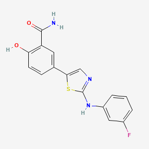 5-[2-(3-fluoroanilino)-1,3-thiazol-5-yl]-2-hydroxybenzamide