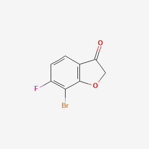 molecular formula C8H4BrFO2 B12836729 7-Bromo-6-fluorobenzofuran-3-one 