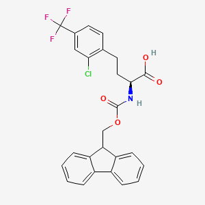 molecular formula C26H21ClF3NO4 B12836797 (S)-2-((((9H-Fluoren-9-yl)methoxy)carbonyl)amino)-4-(2-chloro-4-(trifluoromethyl)phenyl)butanoic acid 