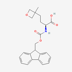 molecular formula C23H25NO5 B12836806 (S)-2-((((9H-Fluoren-9-yl)methoxy)carbonyl)amino)-4-(3-methyloxetan-3-yl)butanoic acid 