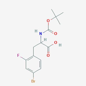 molecular formula C14H17BrFNO4 B12836819 3-(4-Bromo-2-fluorophenyl)-2-((tert-butoxycarbonyl)amino)propanoic acid 