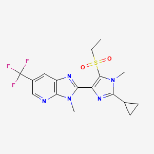 molecular formula C17H18F3N5O2S B12836925 2-(2-Cyclopropyl-5-(ethylsulfonyl)-1-methyl-1H-imidazol-4-yl)-3-methyl-6-(trifluoromethyl)-3H-imidazo[4,5-b]pyridine 