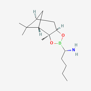 molecular formula C15H28BNO2 B12836940 (S)-1-((3aS,4S,6S,7aR)-3a,5,5-trimethylhexahydro-4,6-methanobenzo[d][1,3,2]dioxaborol-2-yl)pentan-1-amine 